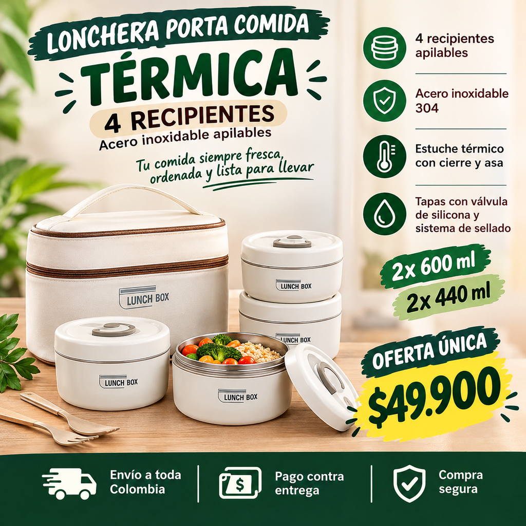 Set de Lonchera Térmica 4 contenedores